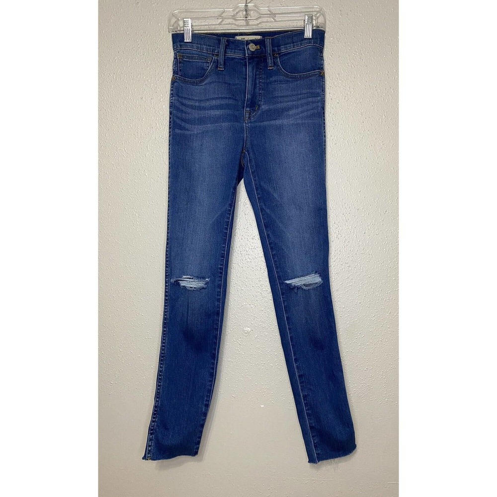 Madewell Jeans Womens 25 Blue 10" Roadtripper Distressed Skinny Cotton Denim
